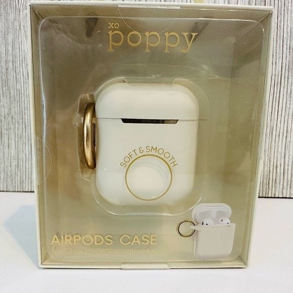 xo poppy Other - NEW! POPPY AIRPODS CASE 1st & 2nd Generation Cream Gold NWT In Box